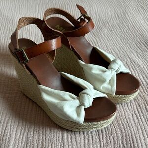 MIA Brown and Cream Wedge Sandals